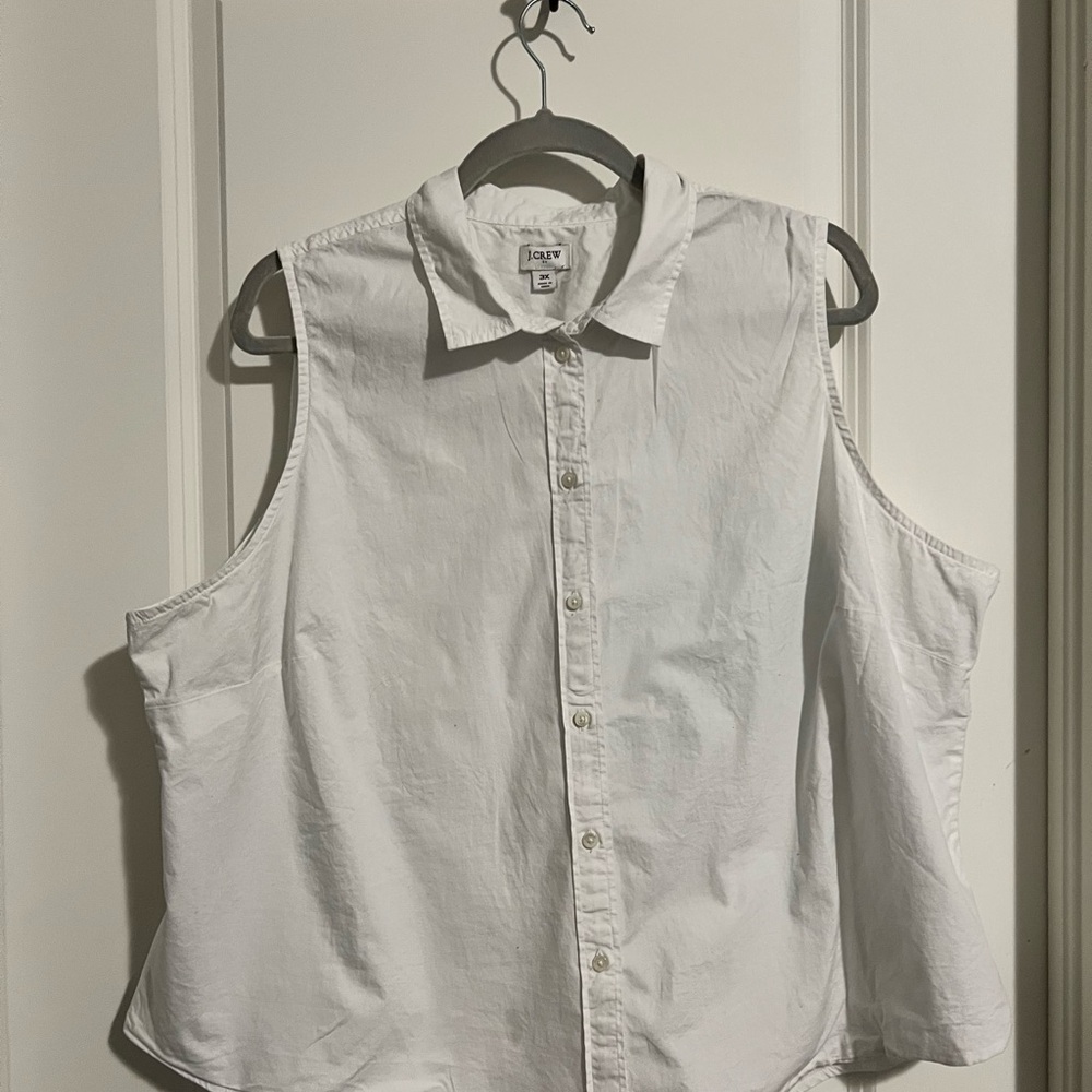 J. Crew White Sleeveless Button Down Shirt